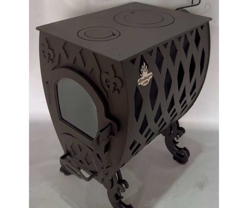 Буржуйка тривалого горіння "Фаберже" зі склом для дома, дачі, кафе