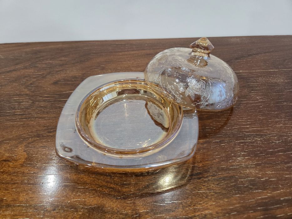 Manteigueira vidro casca de cebola