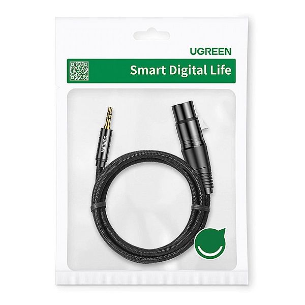 Ugreen kabel audio 3.5mm mini jack (męski) - XLR (żeński) 1m czarny (A