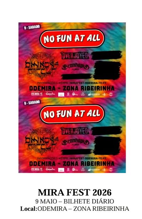 Bilhetes Odemira Mira Fest 9 Maio No Fun at All
