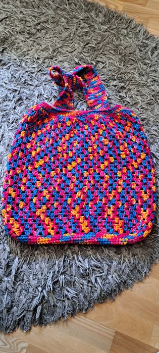 Letnia szydełkowa torba XL, multikolor. Handmade.