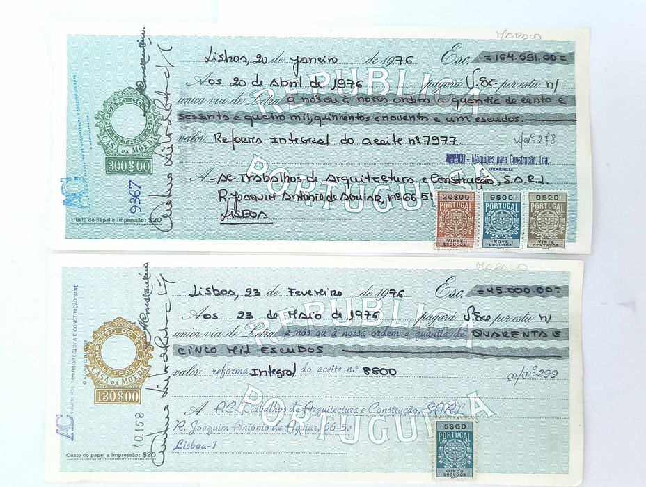 Cheques bancários da década de 1970, Portugal   Лот 128