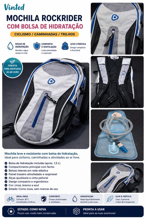 Mochila Rockrider com Bolsa de Hidratação