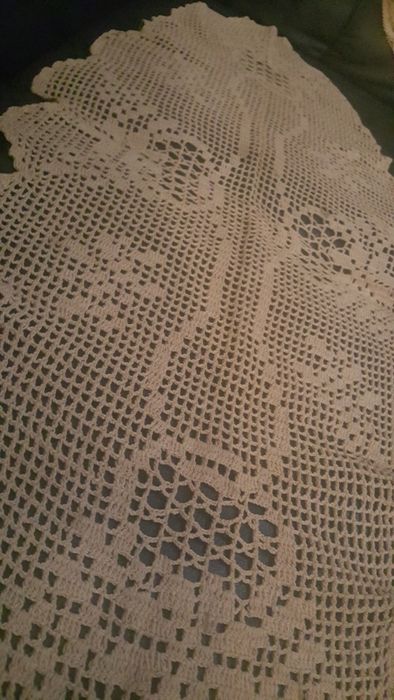 Pano bordado antigo - Cor bege