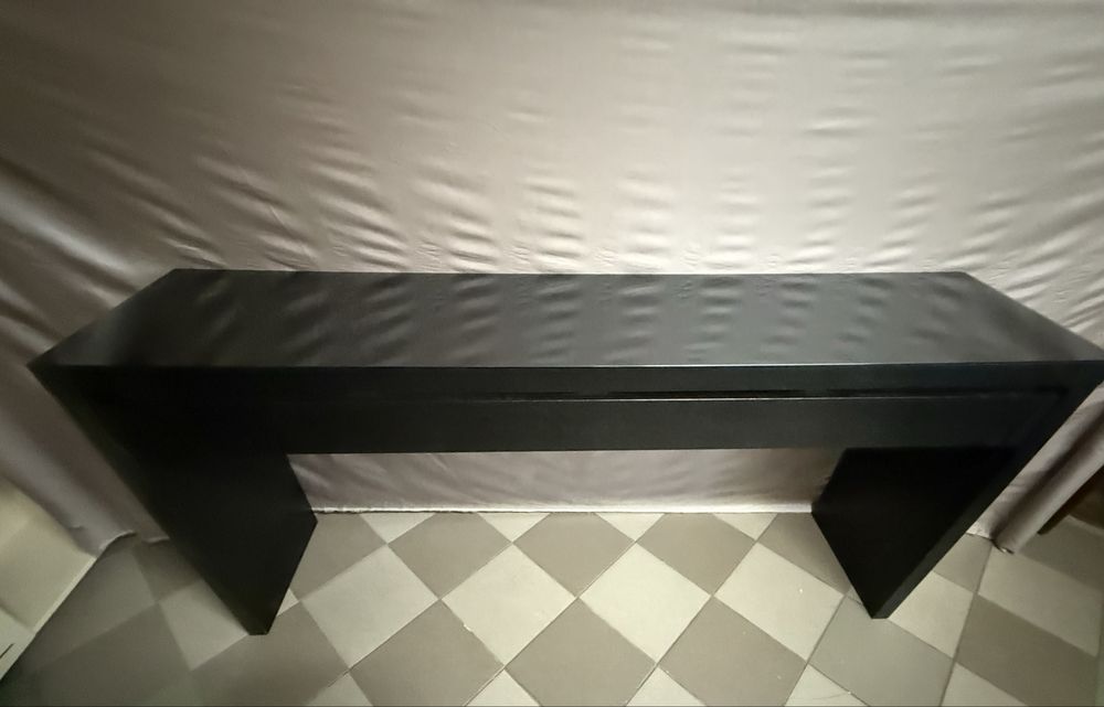 Toaletka stolik czarna ze szklem na blacie IKEA - naturalna okleina