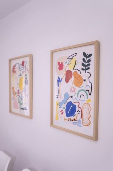 Dwa plakaty abstrakcyjne w ramie 50x70 SKLUM nowe