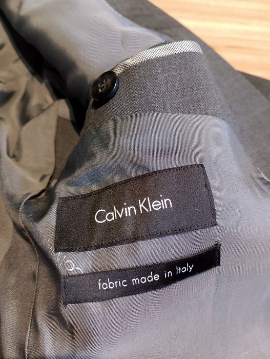Szara Męska Wełniana Marynarka Calvin Klein Fitted