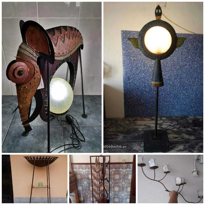 Varios modelos candeeiros e colunas em ferro pintado