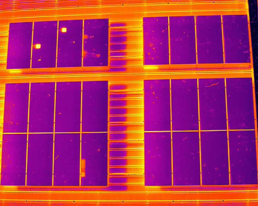 Fotowoltaika, fotowoltaiczne badanie, termowizja z drona