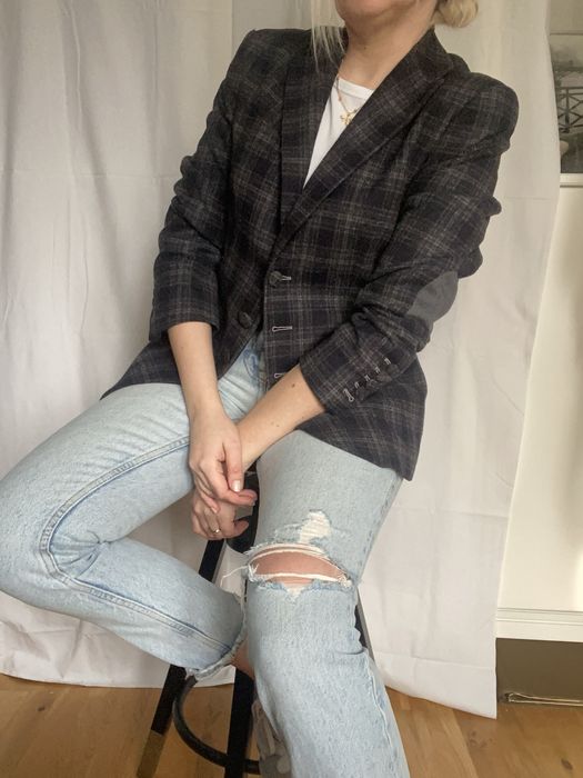 Żakiet w kratę wełna