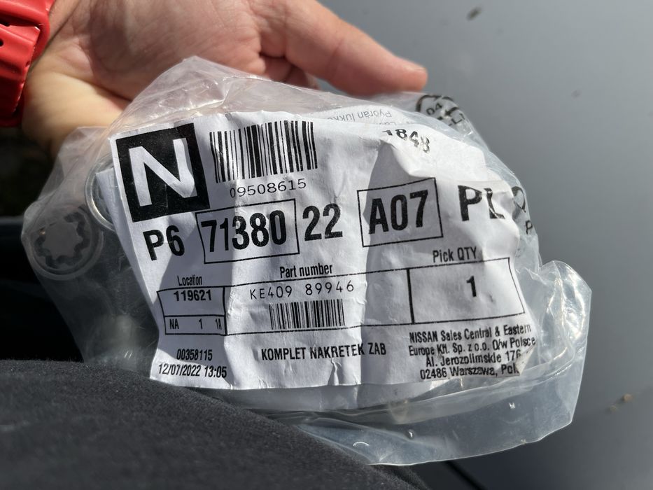 Komplet nakretek Nissan Micra K14 i Qashqai J11