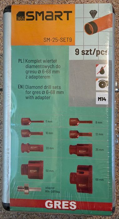 Zestaw otwornic diamentowych do gresu Smart