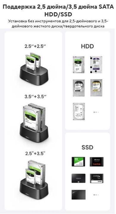 Двойная док-станция Ugreen CM198 с функцией автономного клонирования