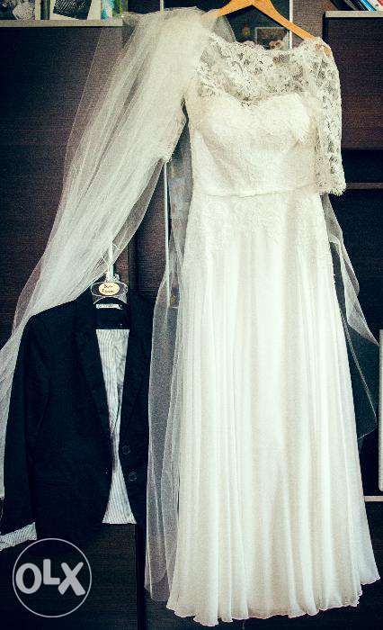 Suknia ślubna r36/38, Amy Love Bridal,GREY+welon+bolerko