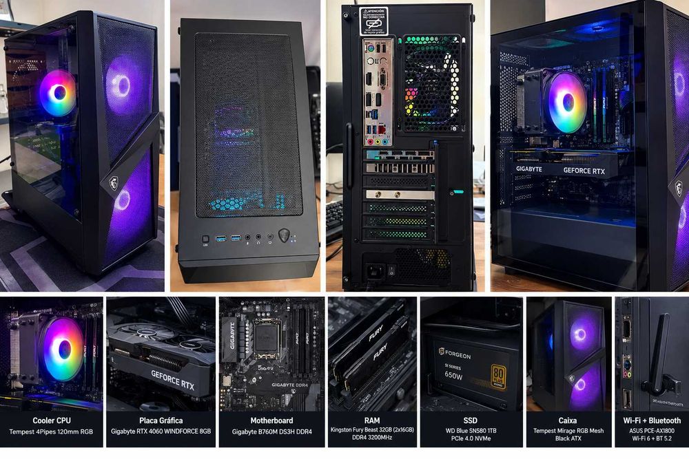 PC Gaming i5-12400F + RTX 4060 8GB | 32GB RAM | 1TB SSD | Pouco Uso