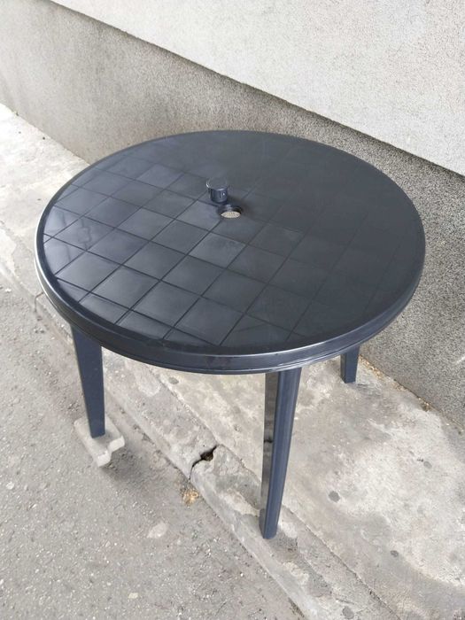 NOWY Stół Ogrodowy 90 x 72 Stolik Okrągły Plastikowy ANTRACYT