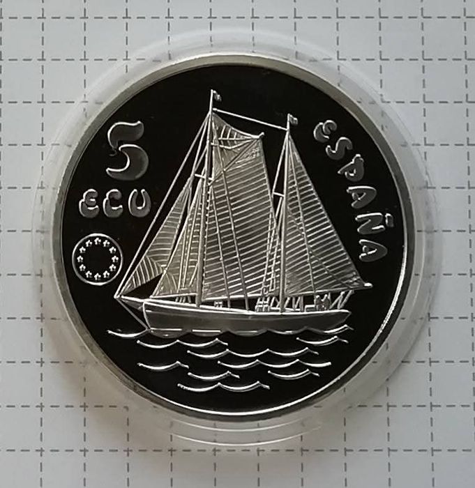 Іспанія 5 екю 1993р. Дон Хуан де Бурбон. СРІБЛО. ПРУФ.
