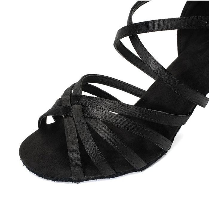 Buty taneczne damskie czarne satynowe 8 cm rozmiar 37
