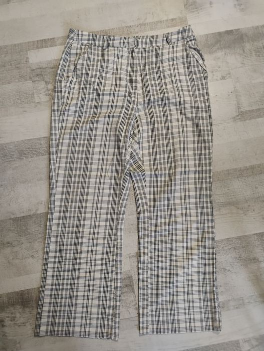 Spodnie materiałowe damskie plus size kratka