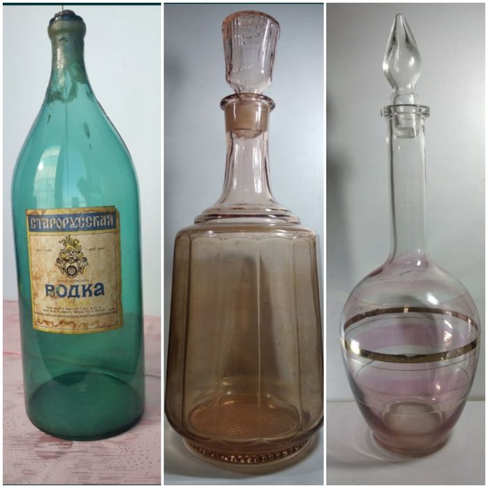 Графіни, пляшка кольорове скло