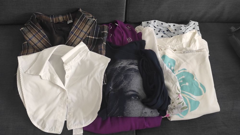 Zestaw ubrań damskich. Marynarka ,sukienka, bluzki, tunika.