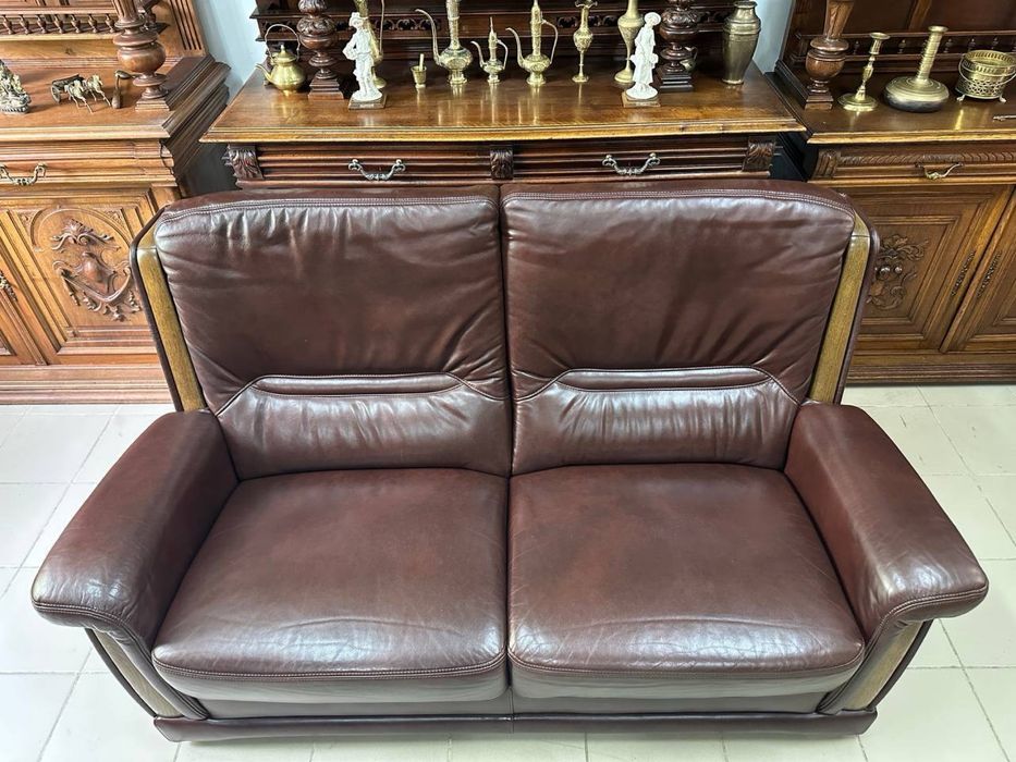 Комплект шкіряний диван крісло дерево  кожа 3361