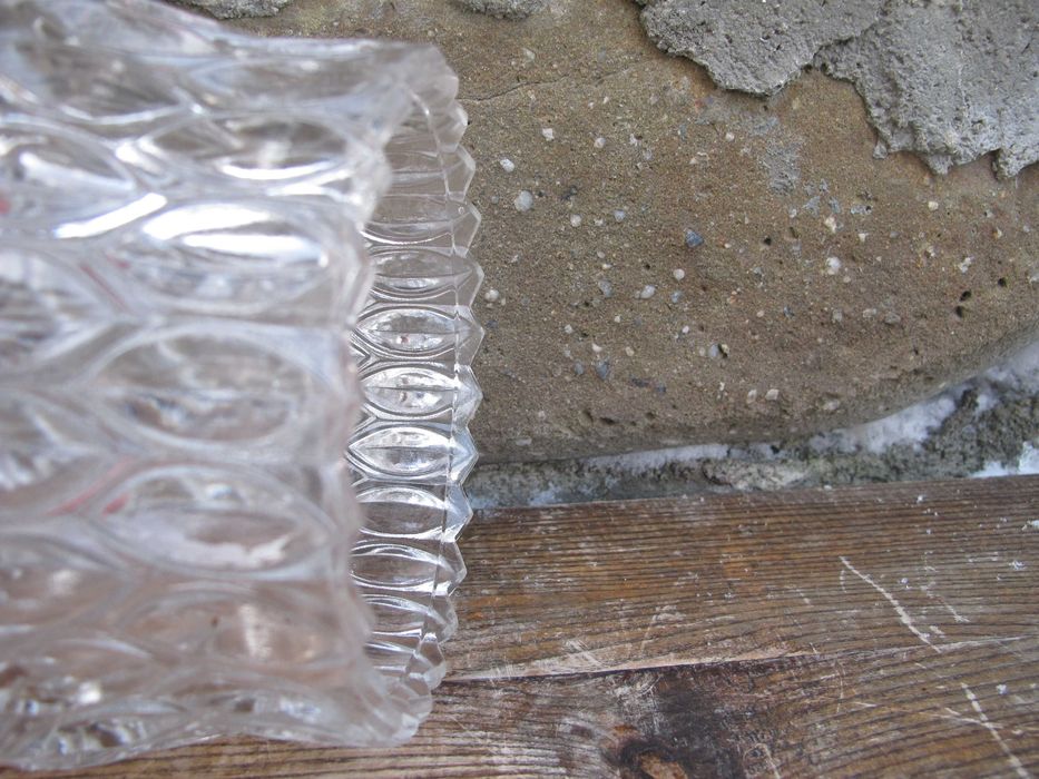 Stary szklany KRYSZTAŁOWY klosz_żyrandol_zwis_E 27