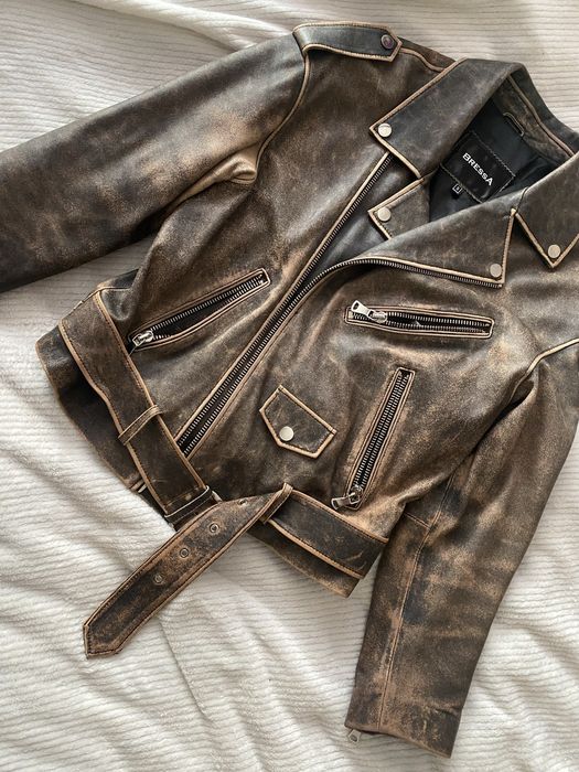 Куртка шкіряна під вінтаж