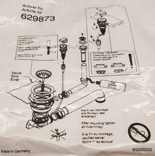 Shock zestaw odpływowy do zlewozmywaka 1 i 1/2 komorowego.