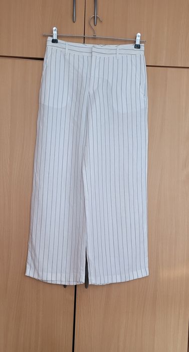 Białe, bawełniane szerokie spodnie In Wear