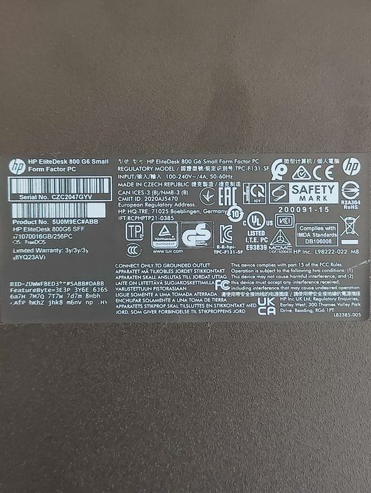 HP Elitedesk 800 G6 SFF,    i7 16gb ram 2gb vram 256gb