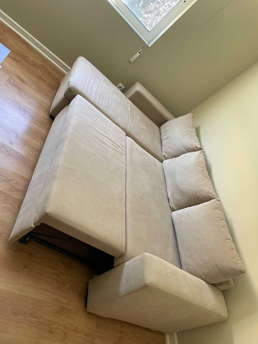 Conjunto Completo de Sala | Sofá-Cama + Mesa + 4 Cadeiras + Móvel TV