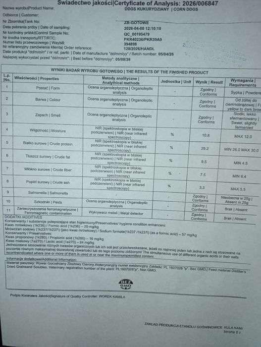 DDGS Kukurydziany sypki