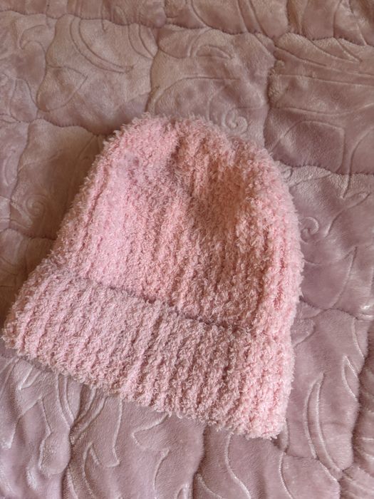 Шапка рожева плюшева тепла