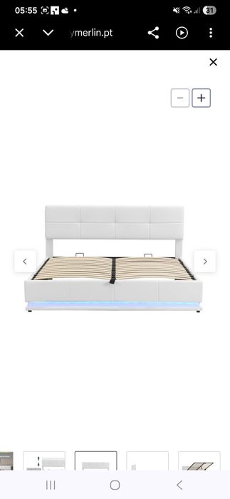 Cama branca com Led