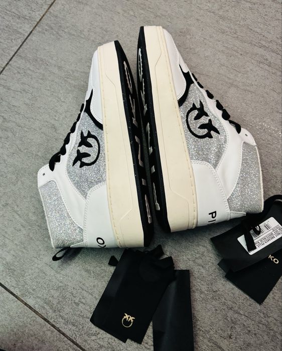 PINKO Detroit Sneakers – skóra – 37 – white/silver