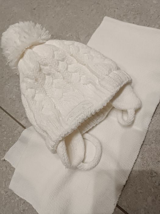 Czapka zimowa idealna np na chrzest roczek gratis szalik