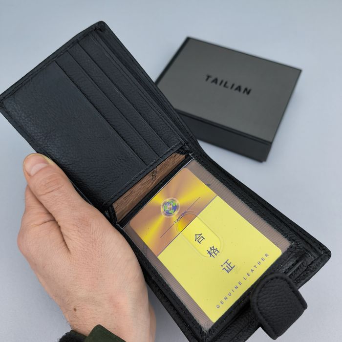 Гаманець чоловічий Tailian кошелек мужской кожаный маленький черный