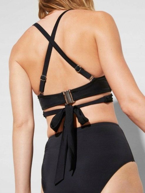 B.P.C biustonosz bikini bustier wiązany czarny 36.