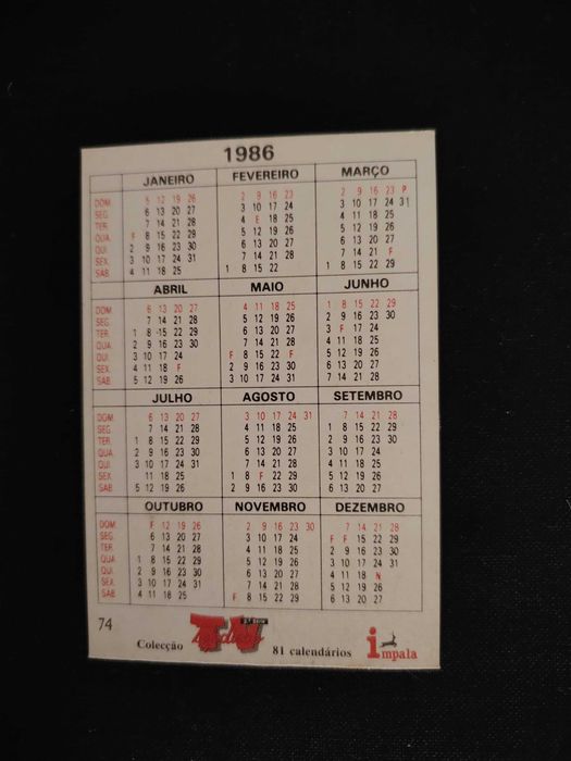 Simple Minds - calendários 1986 e 1987