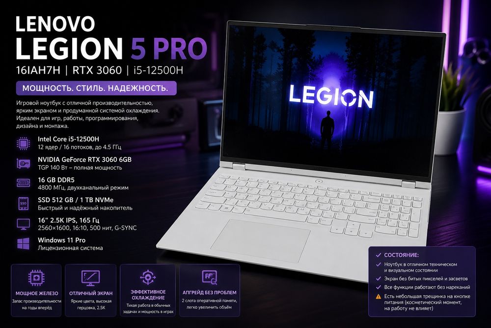 Lenovo legion 5 pro 3060 16gb i5-12500H
