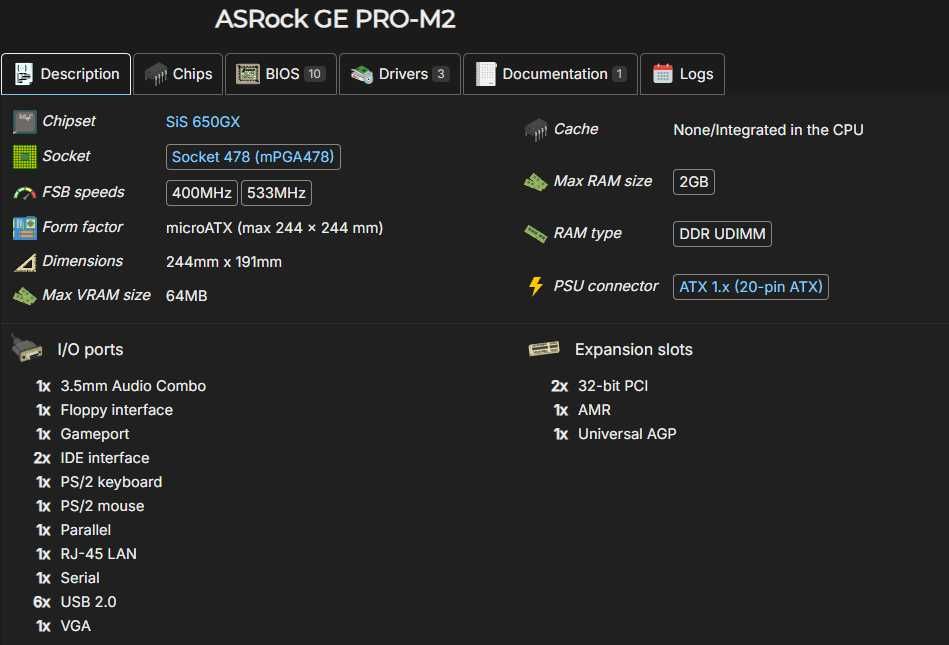 Vendo Motherboard ASRock GE PRO-M2