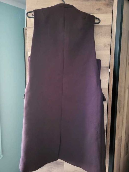 Elegancka długa bordowa kamizelka - Zara basic - r. XS