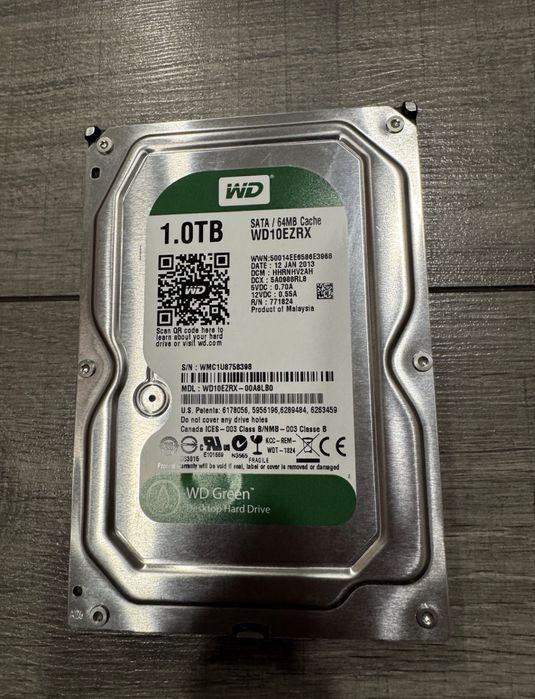 Жорсткий диск HDD WD Green 1Tb 3.5, 64Mb, гарний стан, тести