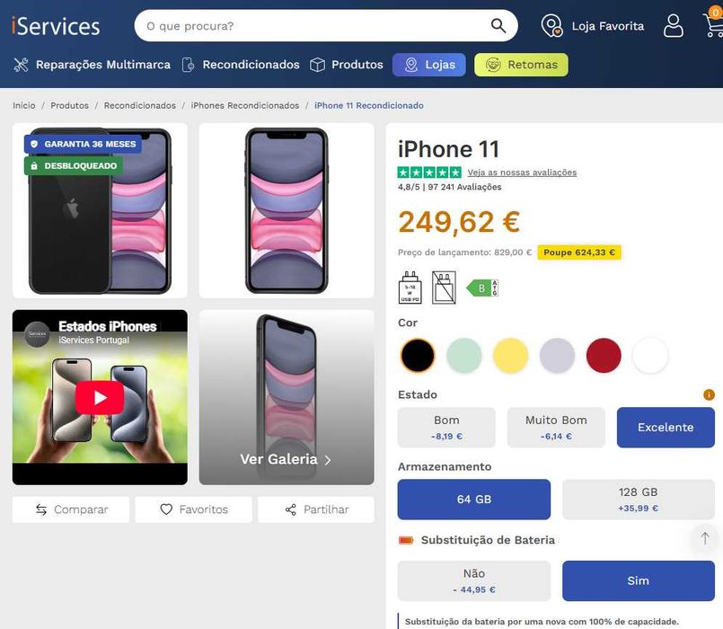 iPhone 11 como Novo (Garantia de 6 meses)
