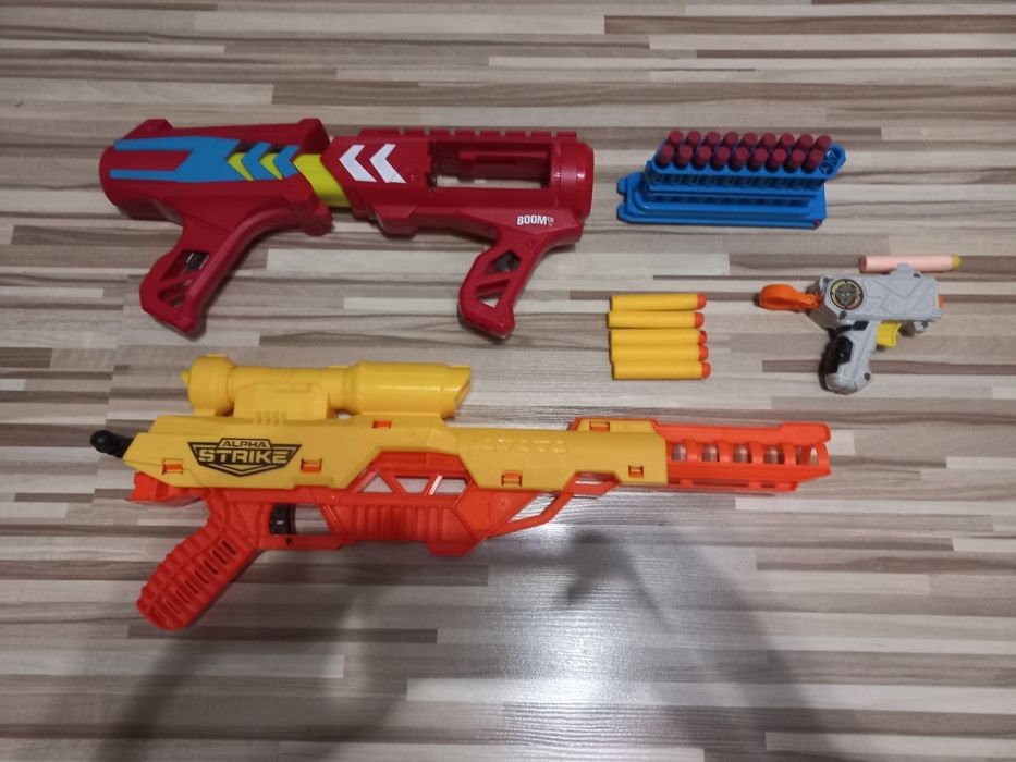 Duży zestaw wyrzutni Nerf + strzałki