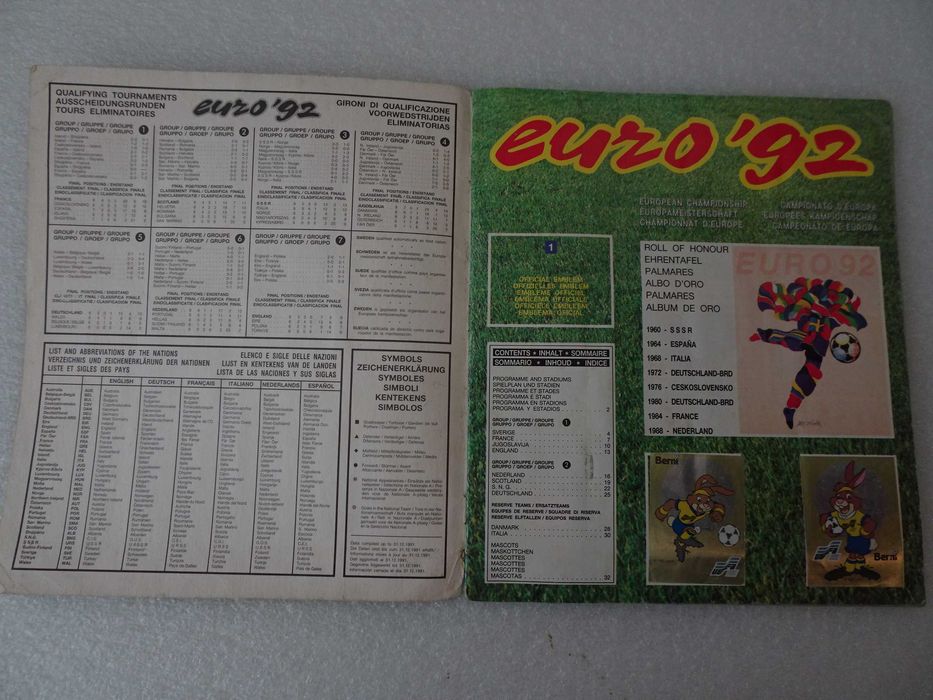 Caderneta de cromos de futebol Euro 92 Panini (faltam 104 cromos)