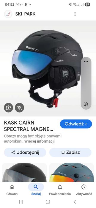 Szybka ,wizjer gogle podwójna na magnes do kasku CAIRN spectral magnet