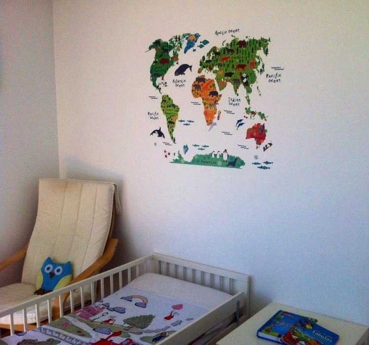 Vinil Mapa Mundo Quarto Criança - Oferta do aplicador (Novo)