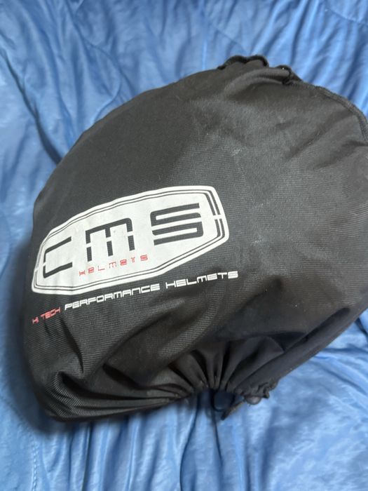 Capacete CMS branco com viseira + saco original (como novo)